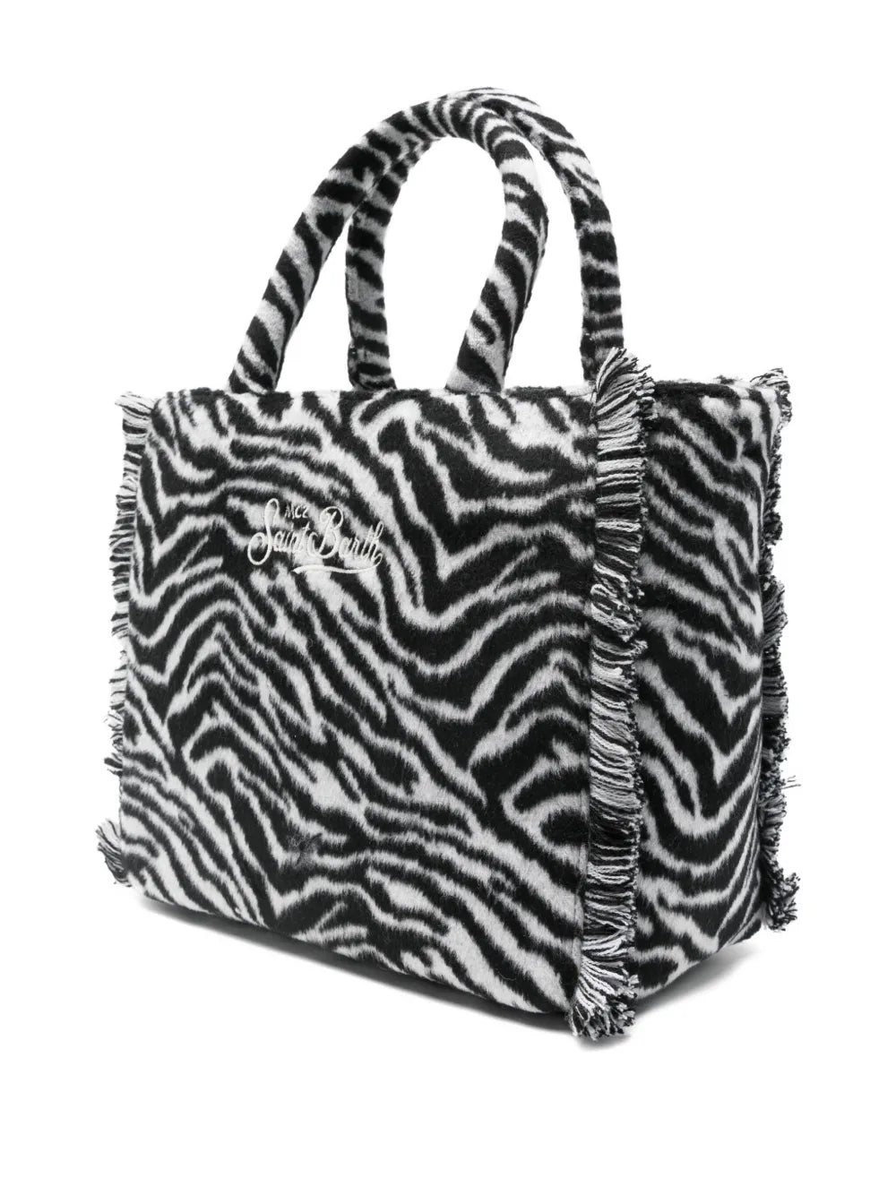 MC2 Saint Barthzebra print fringed tote bag