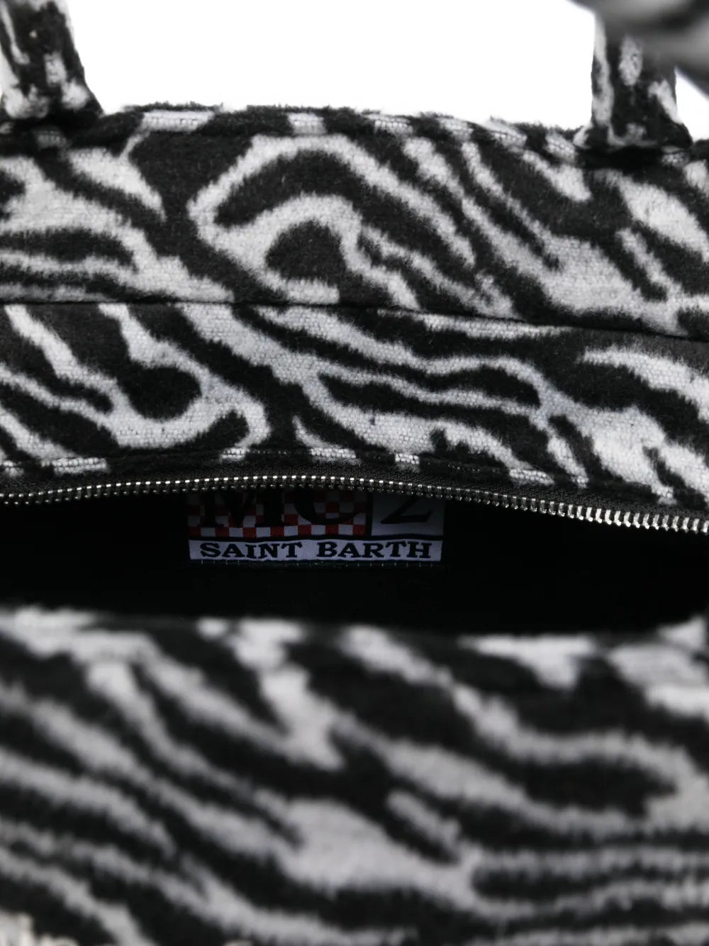 MC2 Saint Barthzebra print fringed tote bag