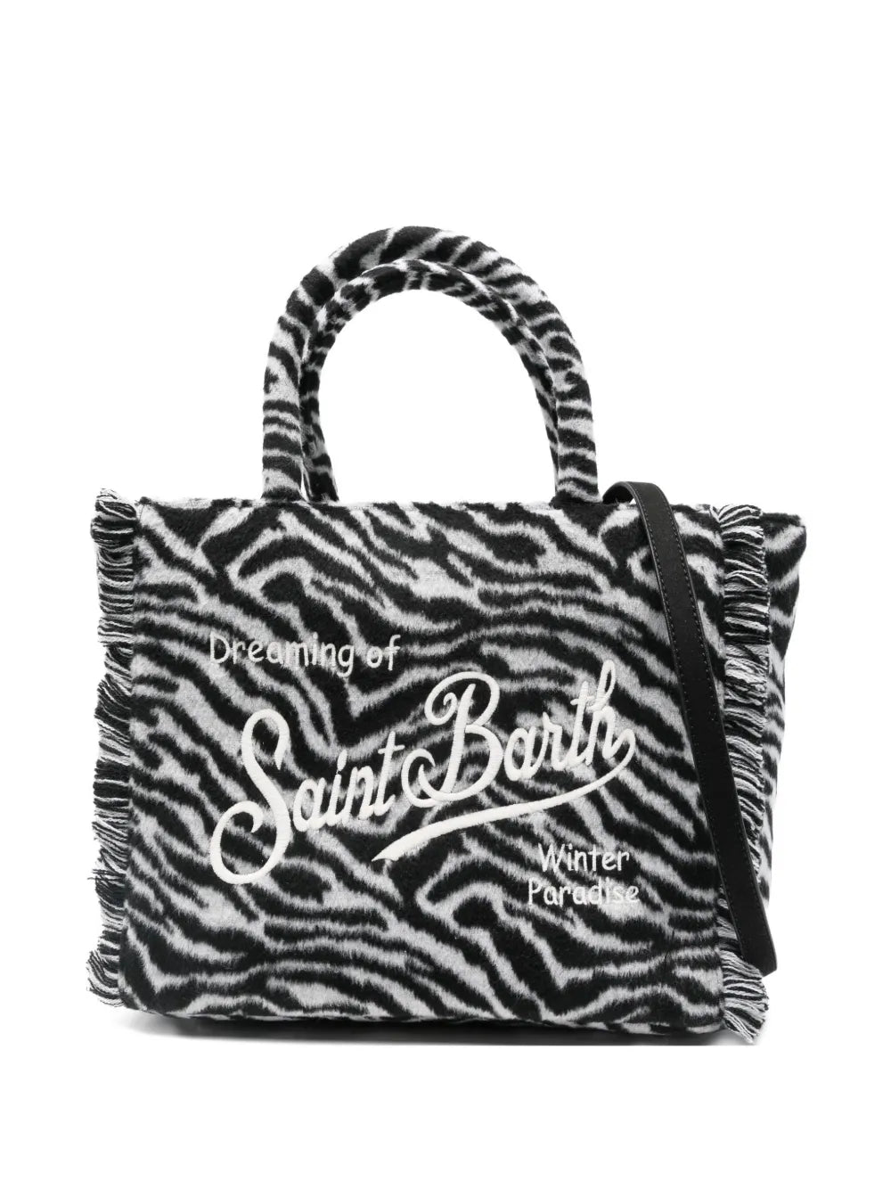 MC2 Saint Barthzebra print fringed tote bag