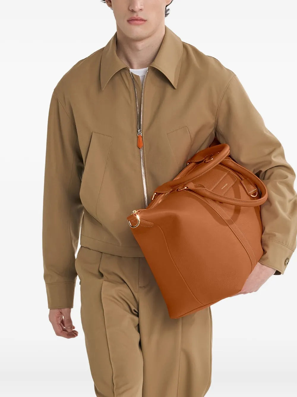 MAISON de SABRrapezoid leather weekender bag