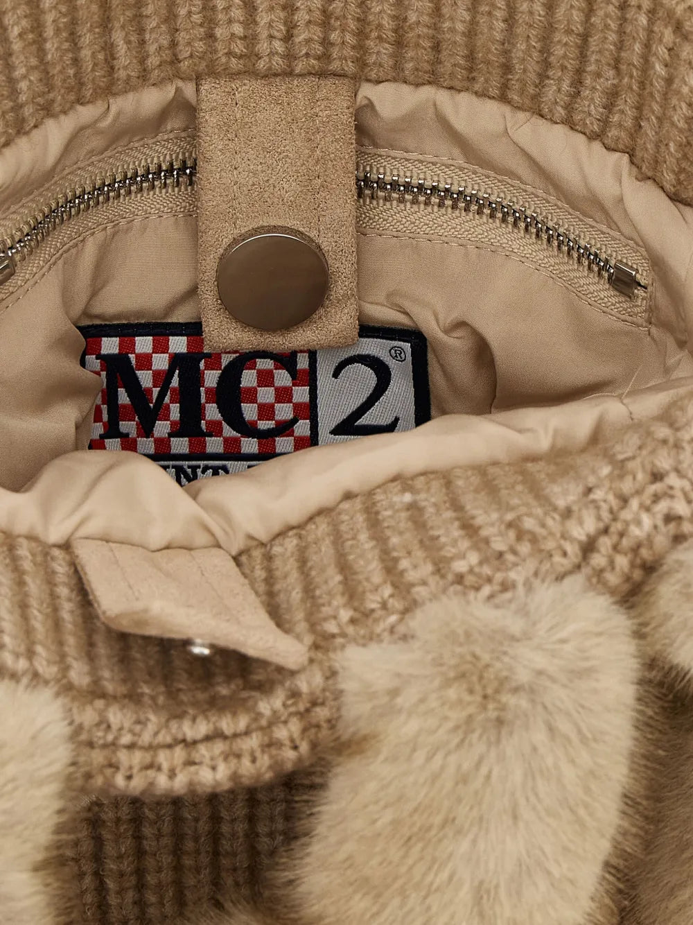 MC2 Saint Barthshearling-trim logo-detail mini tote bag