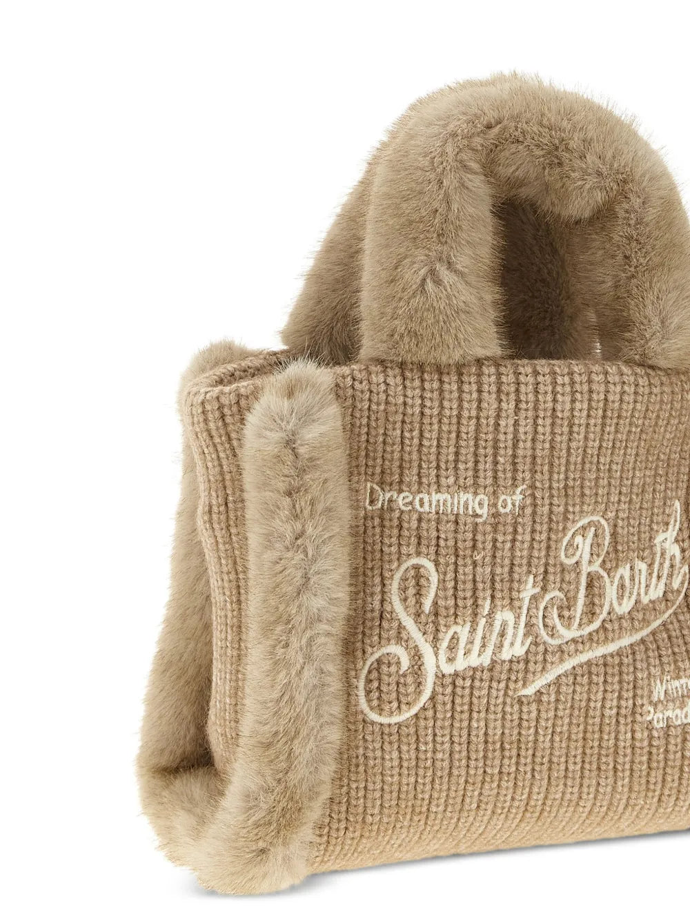 MC2 Saint Barthshearling-trim logo-detail mini tote bag