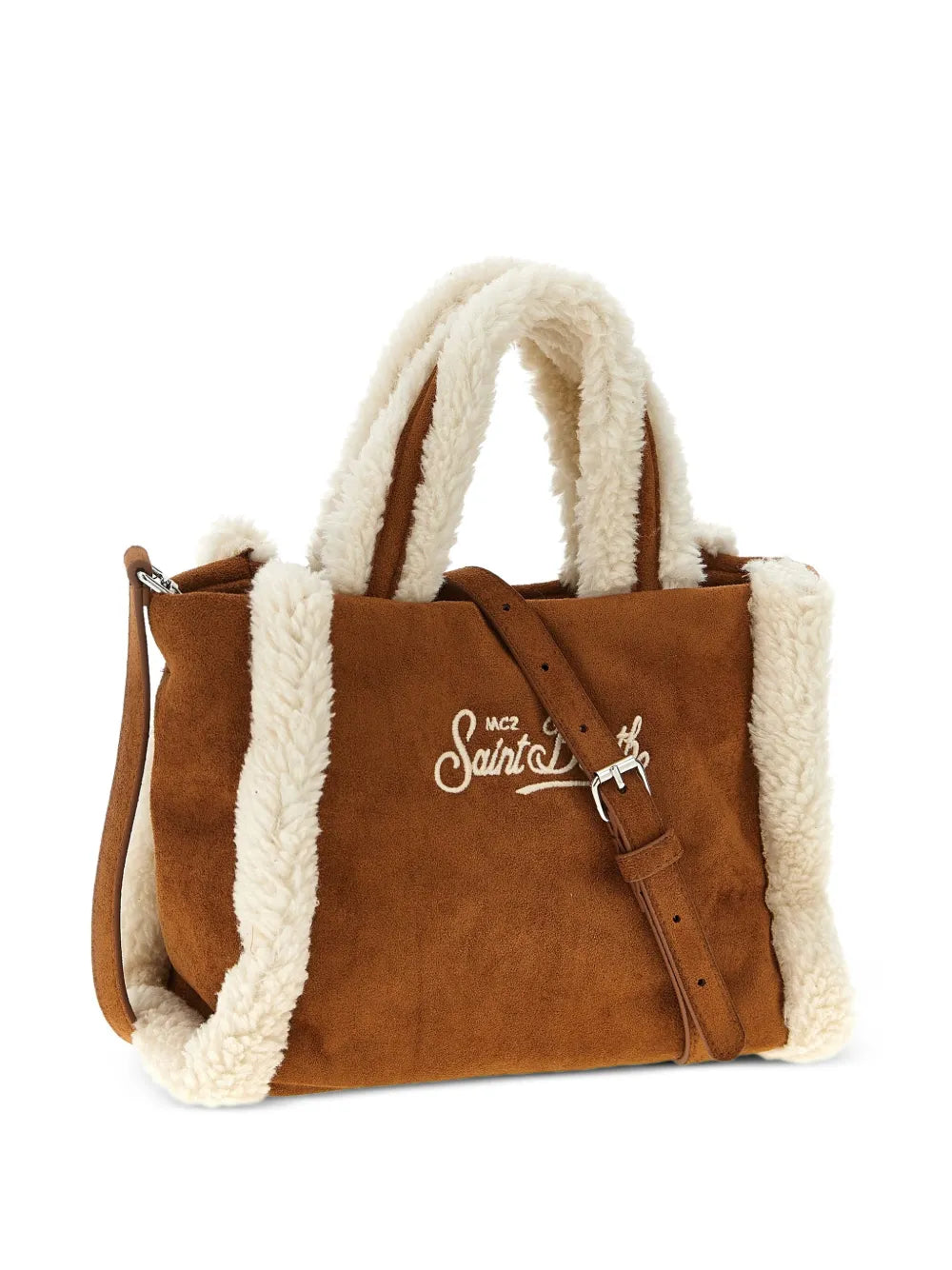 MC2 Saint BarthVanity shearling-trim mini tote bag