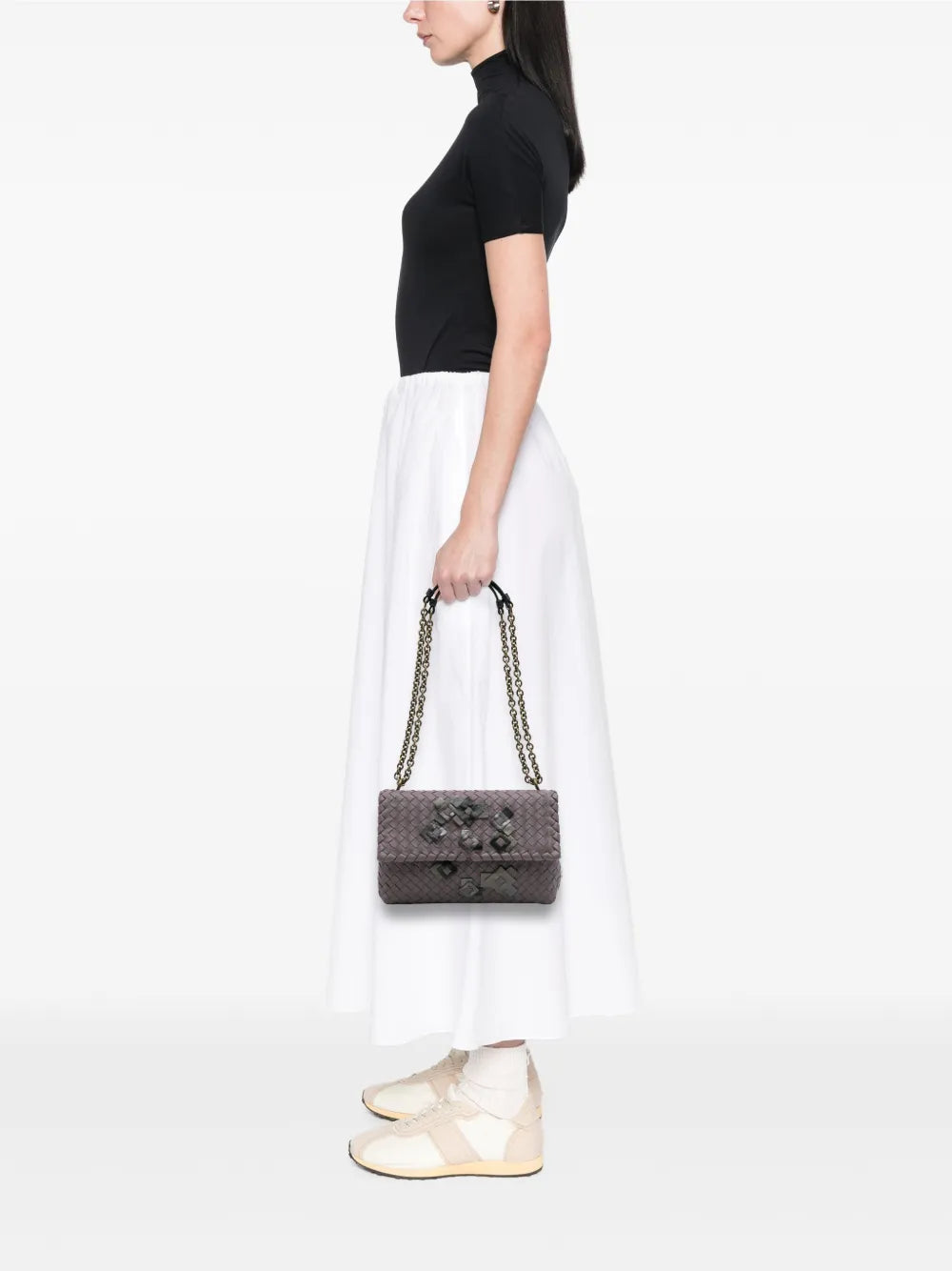 Pre-OwnedBottega Veneta Pre-Owned2012-2025 Small Nappa Intrecciato Embroidered Olimpia shoulder bag
