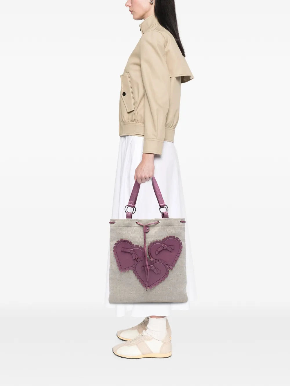 Pre-OwnedSaint Laurent Pre-Owned2000-2012 Canvas Fringed Heart Applique tote bag