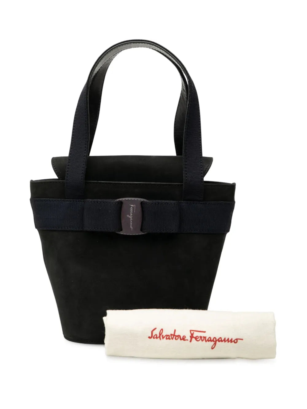 Pre-OwnedFerragamo Pre-Owned1990-2025 Suede Vara Bow bucket bag