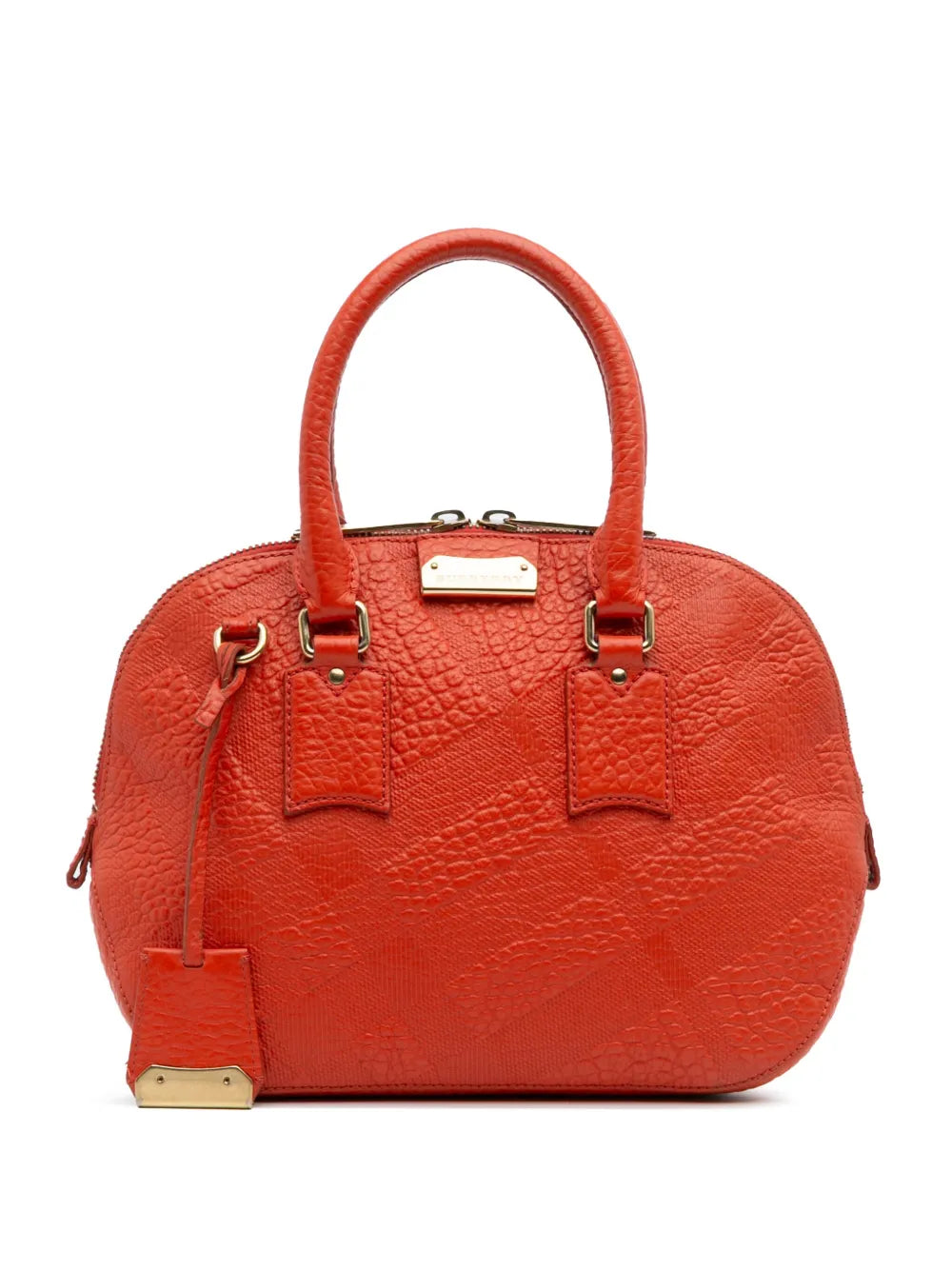 Pre-OwnedBurberry Pre-Owned2015-2025 Small Heritage Grain Check Embossed Leather Orchard Bowling Bag satchel