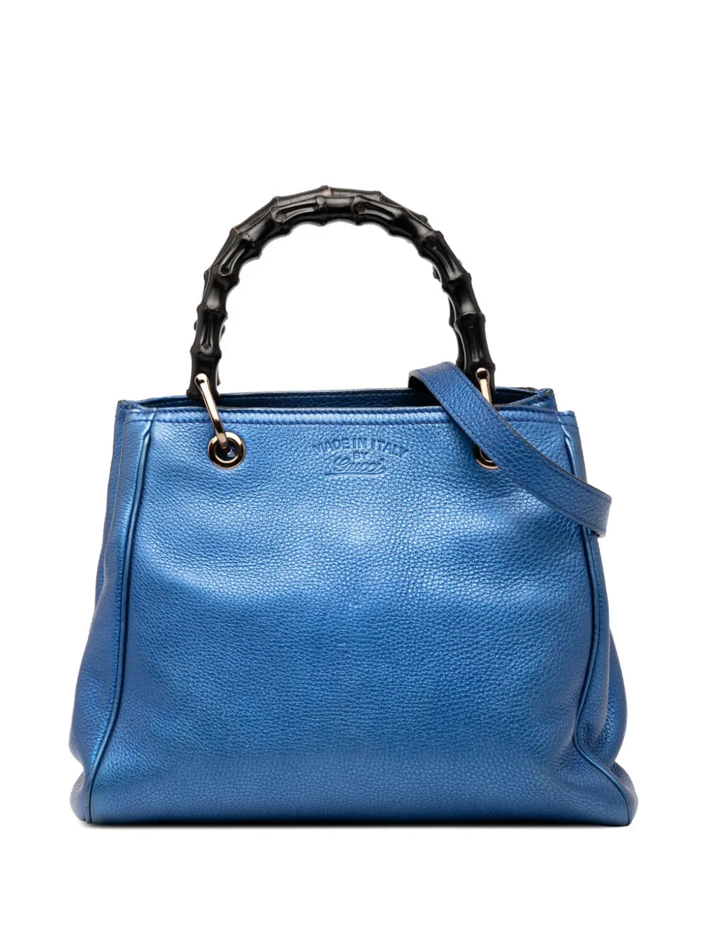 Pre-OwnedGucci Pre-Owned2016-2025 Small Metallic Calfskin Bamboo Shopper satchel