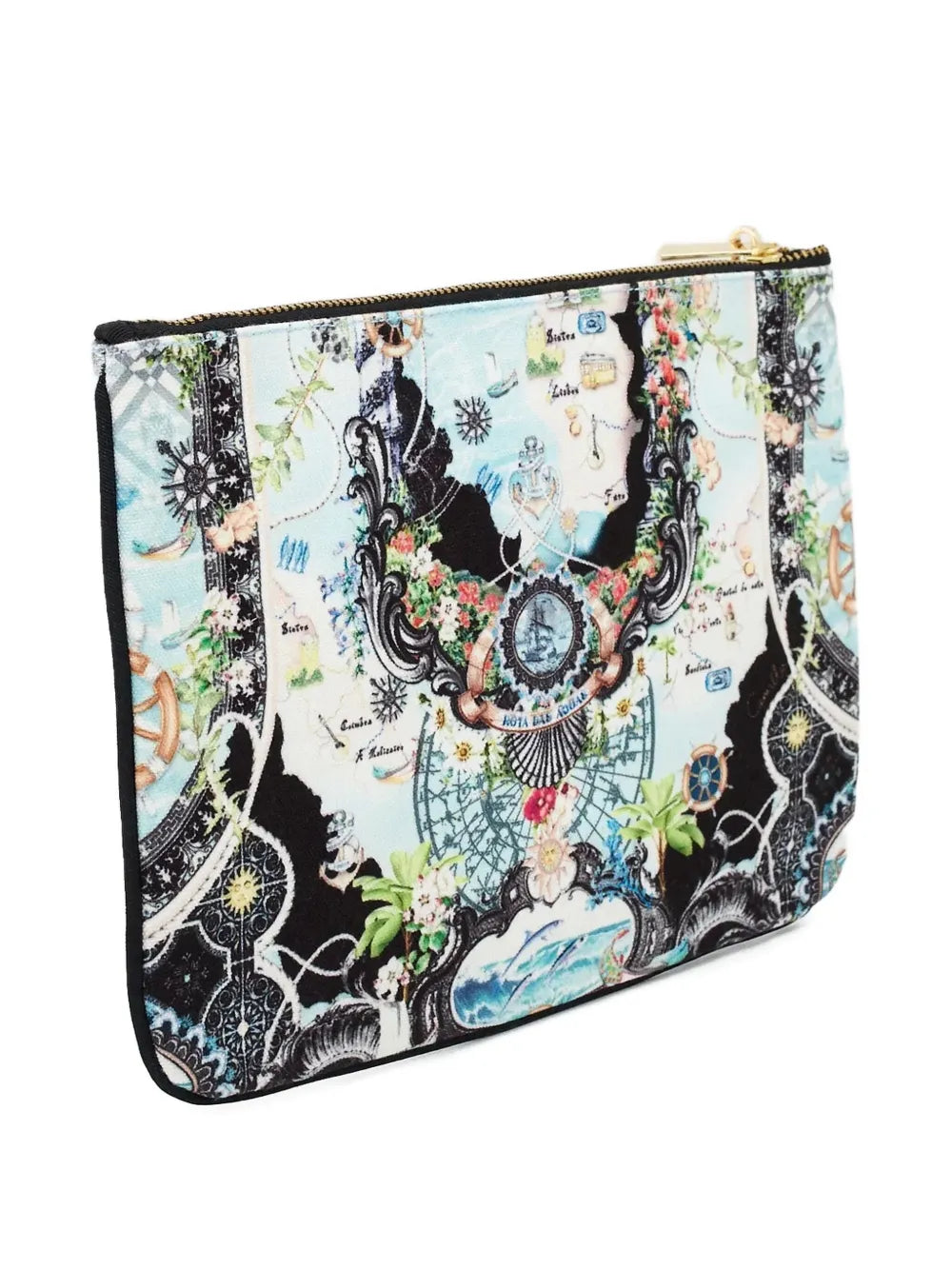 Camillapatterned anchor-charm clutch bag