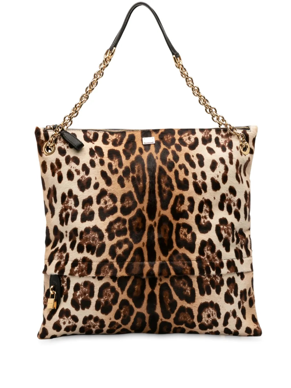 Pre-OwnedDolce & Gabbana Pre-Owned2000-2025 Pony Hair Leopard Print Chain tote bag