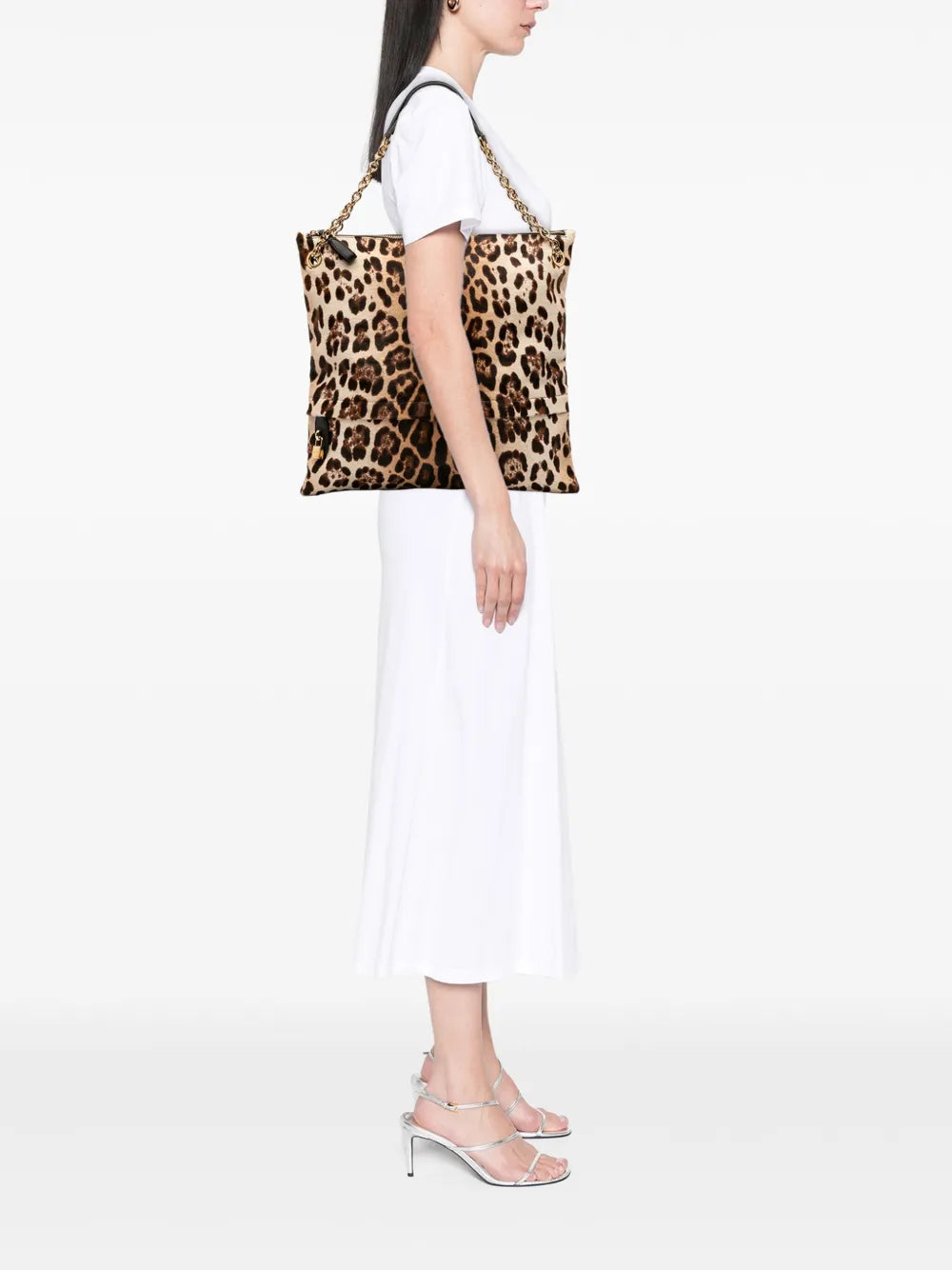 Pre-OwnedDolce & Gabbana Pre-Owned2000-2025 Pony Hair Leopard Print Chain tote bag