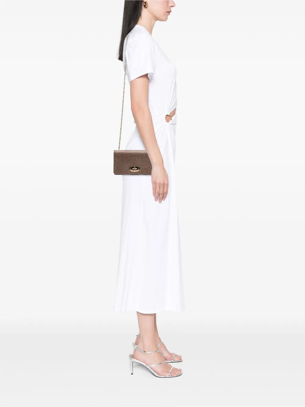 Pre-OwnedMulberry Pre-Owned2000-2015 Metallic Grained Calfskin Bayswater Wallet on Chain crossbody bag