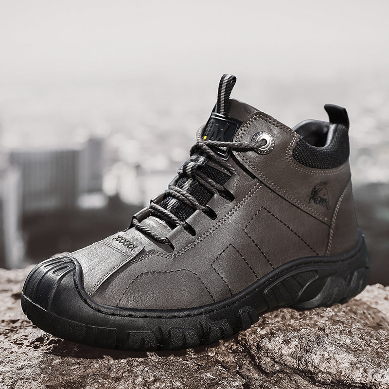 Autumn New High-top Men's New Casual Leather Shoes Chunky Shoes Ankle Boots
